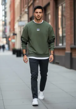 Bluza barbati kaki slim fit 71412 imagine