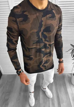 Bluza barbati maro slim fit T3705 38-1.2 imagine