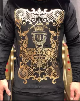 Bluza barbati neagra cu imprimeu B6793 4-4 imagine