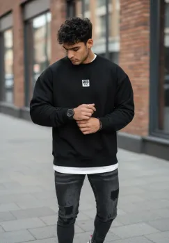 Bluza barbati neagra slim fit 71412 imagine