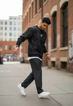 Bluza barbati neagra slim fit 71413 imagine