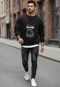 Bluza barbati neagra slim fit 71415 imagine