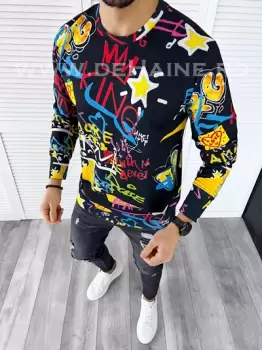 Bluza barbati neagra slim fit din silon B7660 D5-3.1 imagine