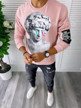 Bluza barbati roz slim fit K404 38-2 E imagine