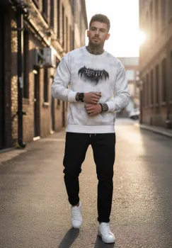 Bluza barbati slim fit  alba SA25 imagine