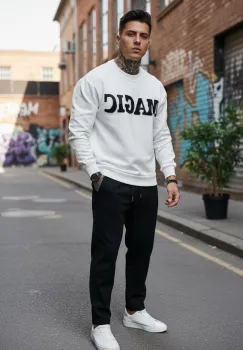 Bluza barbati slim fit  alba SA27 imagine