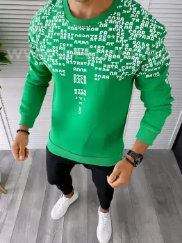 Bluza barbati verde cu imprimeu K413 39-4 imagine