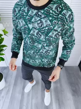 Bluza barbati verde slim fit K370 23-1.4 E imagine