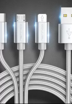 Cablu de date incarcare 3 in 1 Argintiu - Fast Charger ZR A8614 imagine