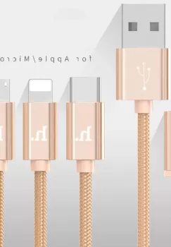 Cablu de date incarcare 3 in 1 Auriu - Fast Charger ZR A8613 imagine