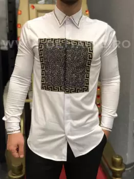 Camasa barbati alba slim fit B5500 3-2 imagine