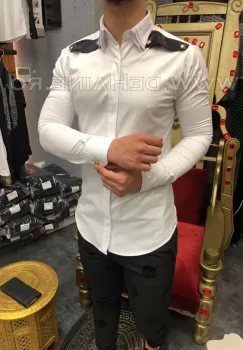 Camasa barbati alba slim fit pentru evenimente B5735 P13-2 imagine