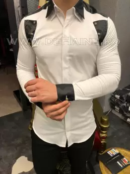 Camasa barbati alba slim fit pentru evenimente B5781 12-3 imagine