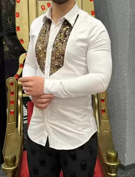 Camasa barbati alba slim fit pentru evenimente B8372 18-3.1 imagine