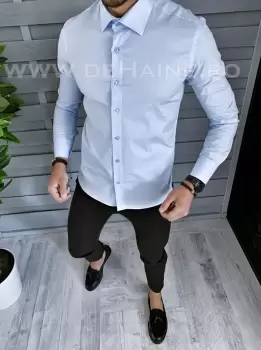 Camasa barbati bleu slim fit B1384 V6-5 imagine