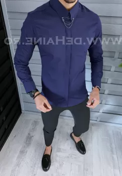 Camasa barbati bleumarin slim fit B1425 12-1 imagine