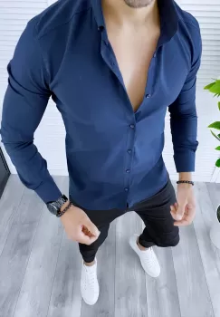 Camasa barbati bleumarin slim fit B5341 V4-2 e imagine