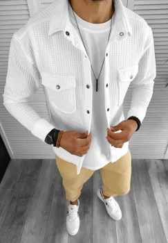 Camasa barbati casual alba 12915 imagine