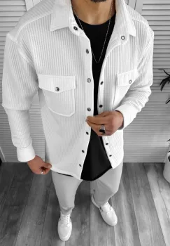 Camasa barbati casual alba 13041 imagine