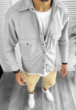 Camasa barbati casual gri 12910  imagine