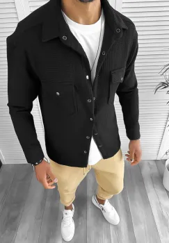 Camasa barbati casual neagra 12911 imagine