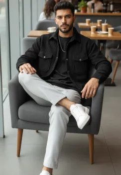 Camasa barbati casual neagra 12915 imagine