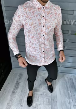 Camasa barbati cu imprimeu slim fit A5841 W18-1 imagine