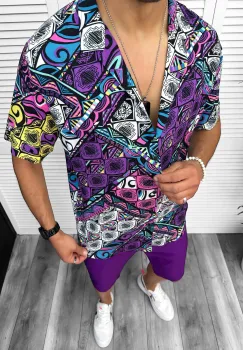 Camasa barbati de vara  maneca scurta  cu imprimeu 13095 imagine