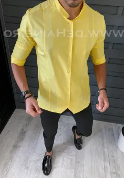 Camasa barbati galbena slim fit B1318 i5-4.3 imagine