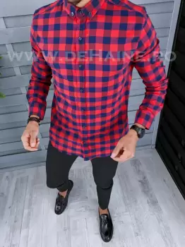 Camasa barbati in carouri slim fit B2131 63-4 E imagine