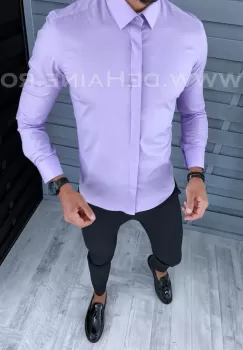 Camasa barbati lila slim fit B2128 64-2 E imagine