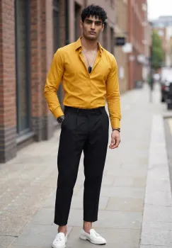 Camasa barbati mustar B8826 imagine