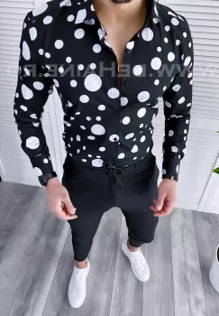 Camasa barbati neagra slim fit B2640 11-1.2 imagine