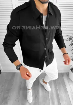 Camasa barbati neagra slim fit B7805 O2-4.2 imagine