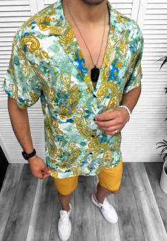 Camasa barbati PREMIUM   maneca scurta  cu imprimeu 13051 imagine