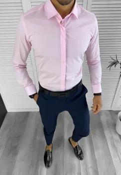 Camasa barbati roz slim fit 13006 E imagine