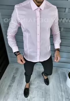 Camasa barbati roz slim fit B1357 * imagine