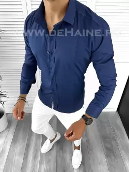 Camasa barbati slim fit bleumarin B9312 imagine