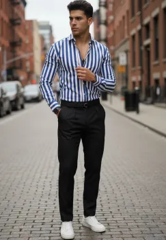 Camasa barbati slim fit dungi B8180 imagine