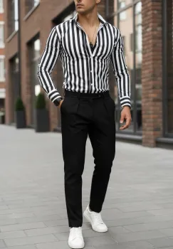 Camasa barbati slim fit dungi B8183 imagine