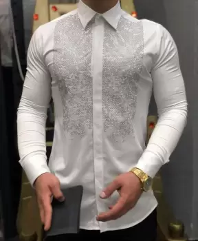 Camasa barbati slim fit pentru evenimente B7715 9/10-1 imagine