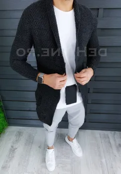 Cardigan barbati gri inchis slim fit ZR T3557 P18-3.2 imagine