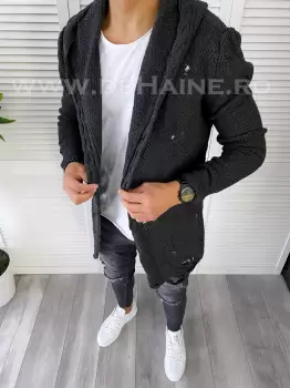 Cardigan barbati gri inchis slim fit ZR T3559 K23 imagine