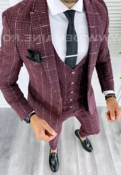 Compleu barbati grena  Vesta + Pantaloni B8387 P19-3.1 imagine