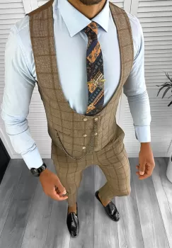 Compleu barbati maro Vesta + Pantaloni B1452 6-2 imagine