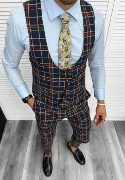 Compleu barbati Vesta + Pantaloni 12787  + Lant si cravata cadou V5-3 imagine