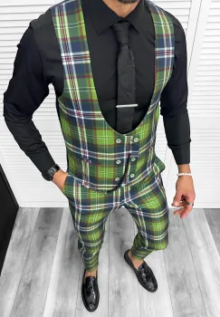 Compleu barbati  Vesta + Pantaloni B4100 Lant si cravata cadou  5-2 imagine