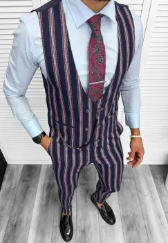 Compleu barbati  Vesta + Pantaloni B5519 Lant si cravata cadou 47-4* Z3-1 imagine