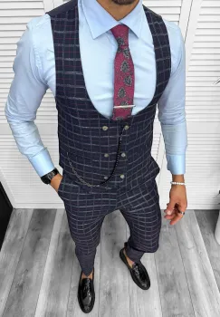 Compleu barbati  Vesta + Pantaloni B5539 Lant si cravata cadou 51-2 S1 imagine