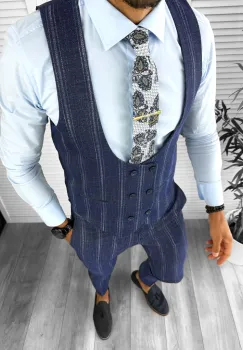 Compleu barbati Vesta + Pantaloni bleumarin B5517 K3 imagine